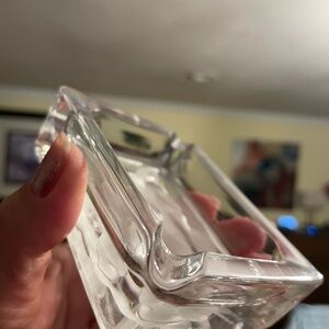 Clear Glass Paperweight, ashtray with Floral Design